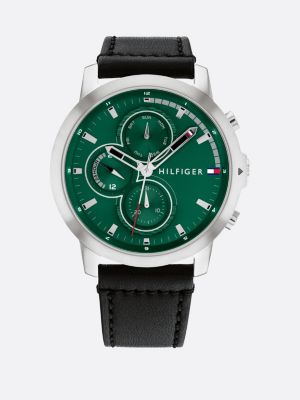 silver green stainless steel watch for men tommy hilfiger