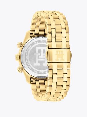 reloj cronógrafo de acero inoxidable oro de hombres tommy hilfiger