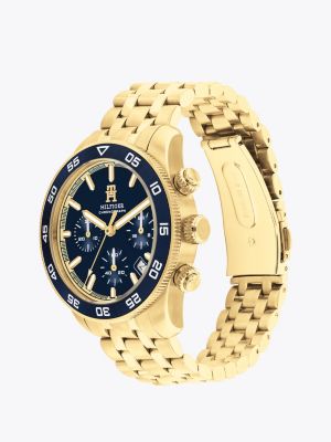 reloj cronógrafo de acero inoxidable oro de hombres tommy hilfiger