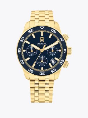 orologio cronografo in acciaio placcato oro gold da uomini tommy hilfiger