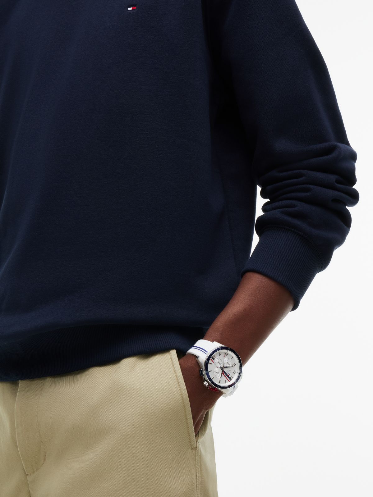 White Silicone Strap Chronograph Watch — White