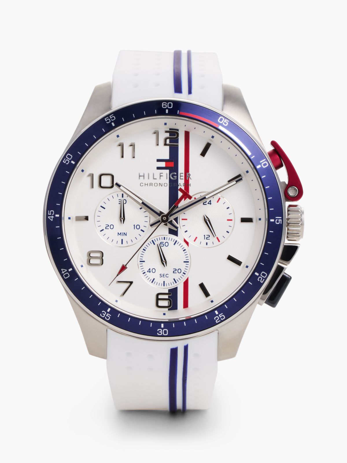 White Silicone Strap Chronograph Watch — White