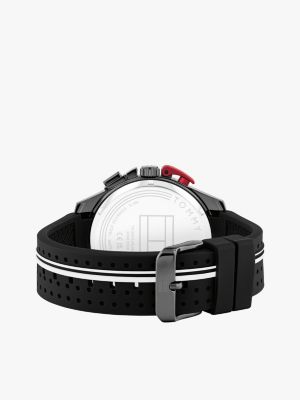 orologio cronografo con cinturino in silicone nero da uomini tommy hilfiger