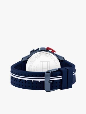 blau chronograf mit blauem silikonarmband für herren - tommy hilfiger