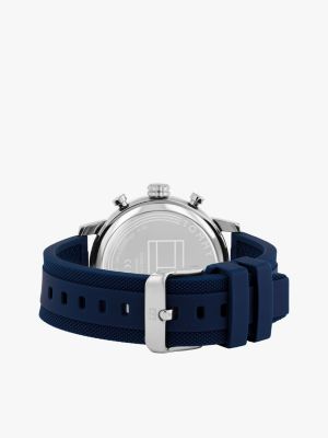 blue stainless steel navy silicone strap watch for men tommy hilfiger