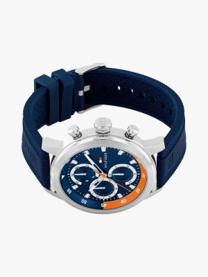 blue stainless steel navy silicone strap watch for men tommy hilfiger