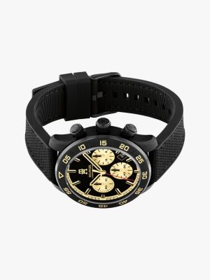 orologio cronografo nero con monogramma th nero da uomini tommy hilfiger