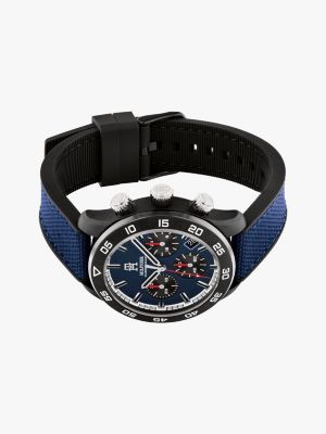 blue th monogram navy chronograph watch for men tommy hilfiger