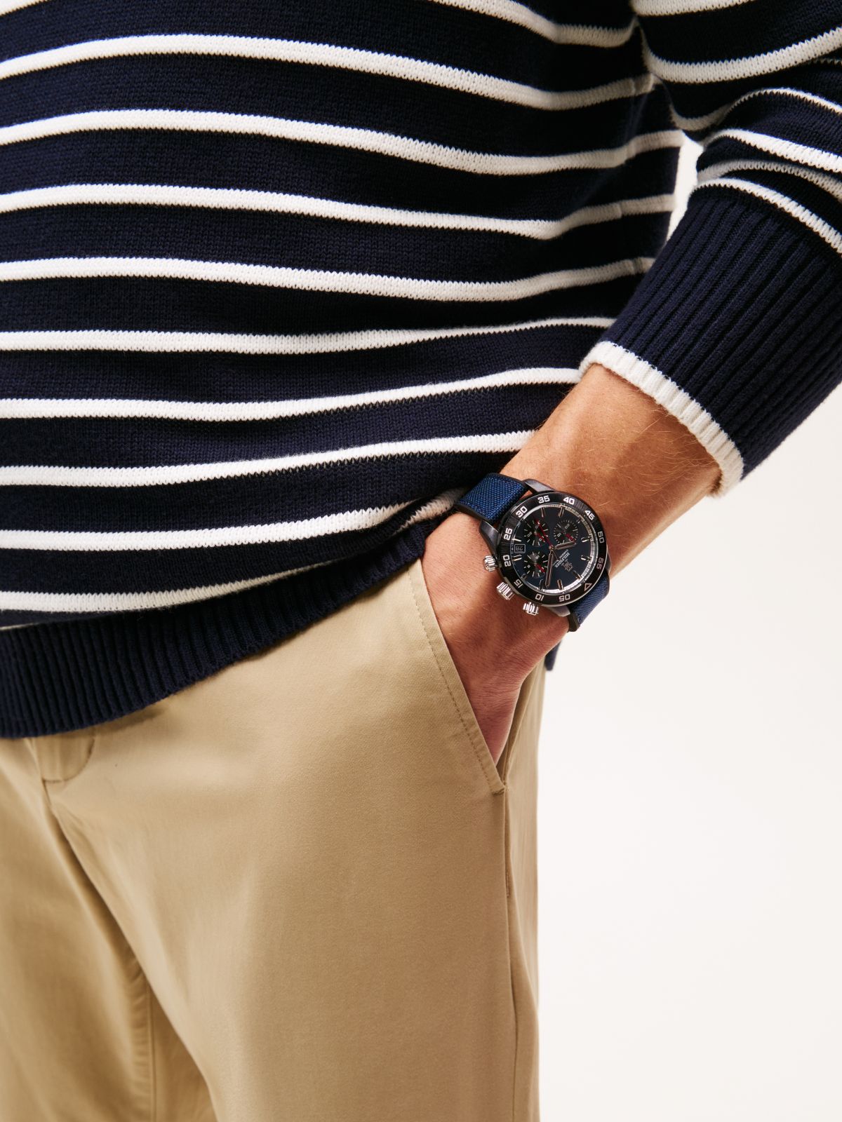 TH Monogram Navy Chronograph Watch — Blue