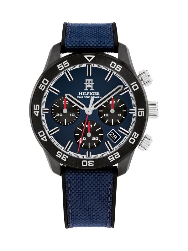 TH Monogram Navy Chronograph Watch — Blue