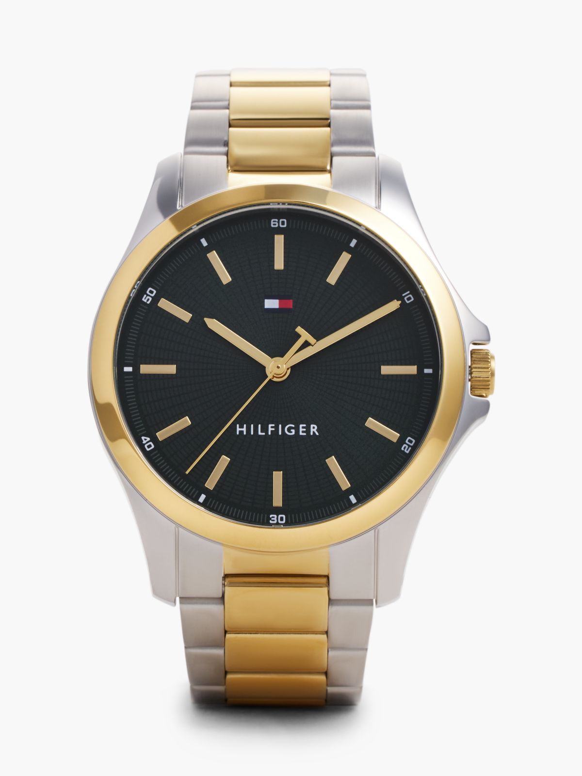 Two-Tone Green Dial Chain-Link Watch — Multi