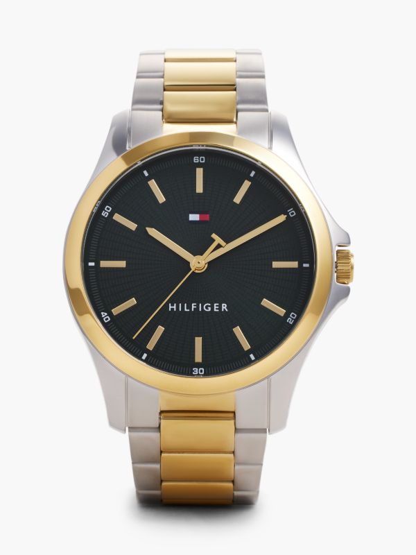 Two-Tone Green Dial Chain-Link Watch — Multi