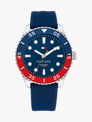 blue ombré bezel blue silicone strap watch for men tommy hilfiger