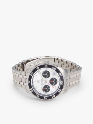 silver chronograf mit gliederarmband und th-monogramm für herren - tommy hilfiger