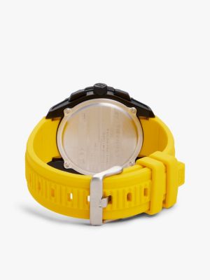 gelb schwarze uhr mit gelbem silikonarmband für herren - tommy hilfiger