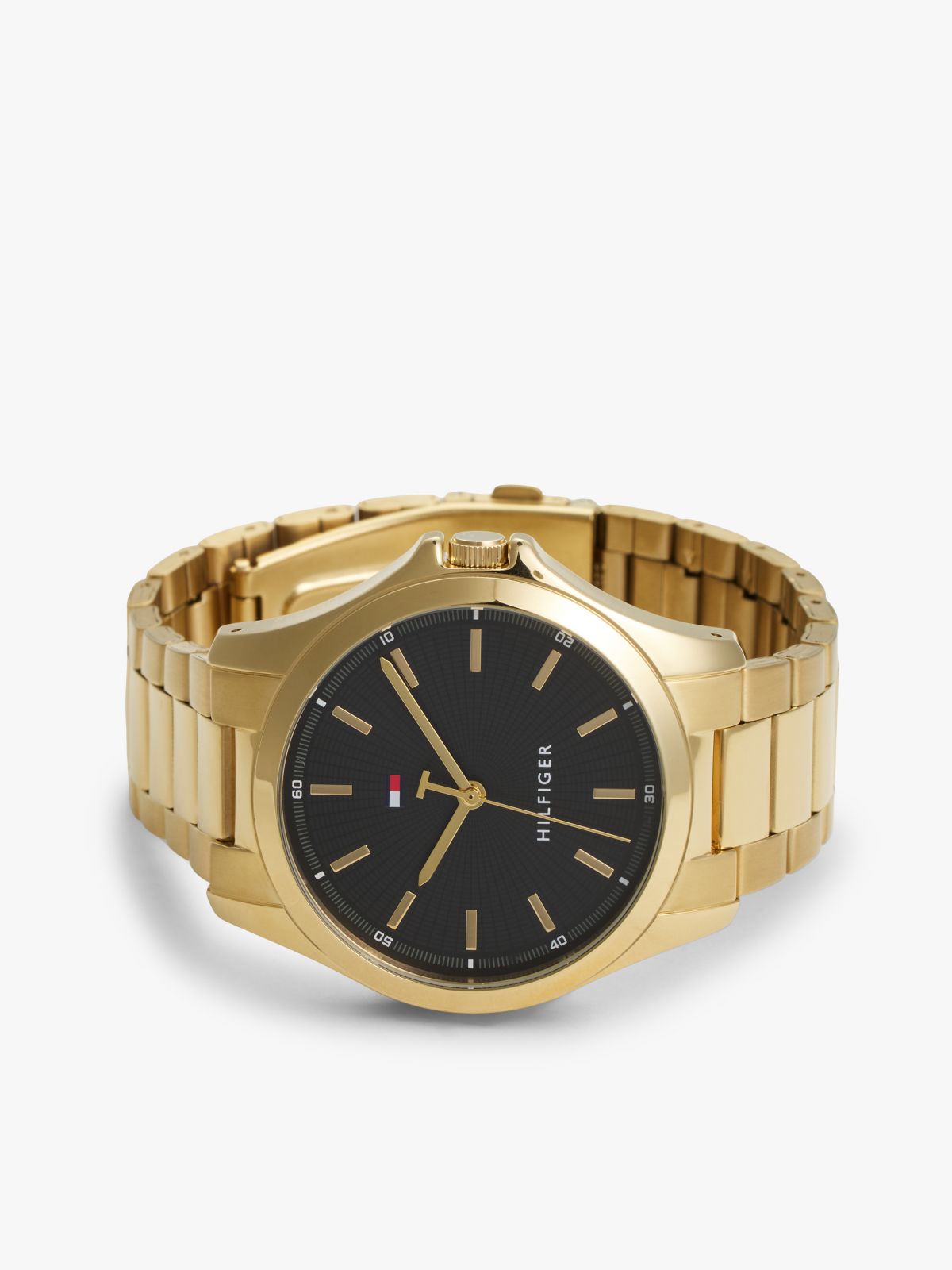 Black Dial Gold-Plated Chain-Link Watch — Gold