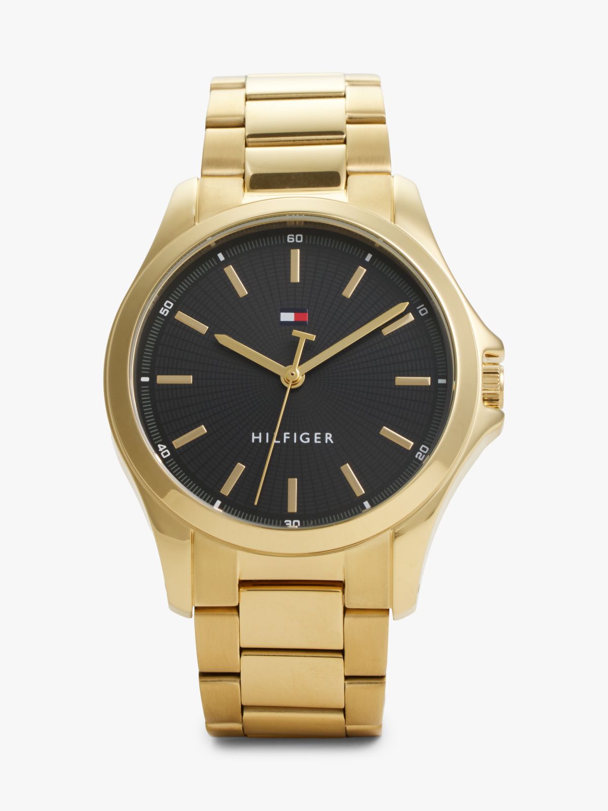 Black Dial Gold-Plated Chain-Link Watch — Gold