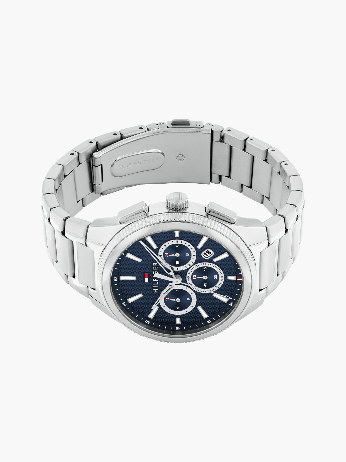 Blue Dial Stainless Steel Chain-Link Watch — Silver
