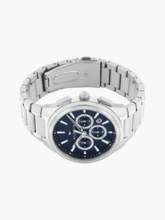 Blue Dial Stainless Steel Chain-Link Watch — Silver 3