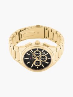 Black Dial Gold-Plated Stainless Steel Chain-Link Watch — Gold 3