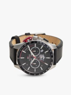 Black Leather Strap Chronograph Watch — Black 3