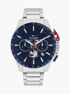 Blue Dial Stainless Steel Chronograph Watch — Silver 1