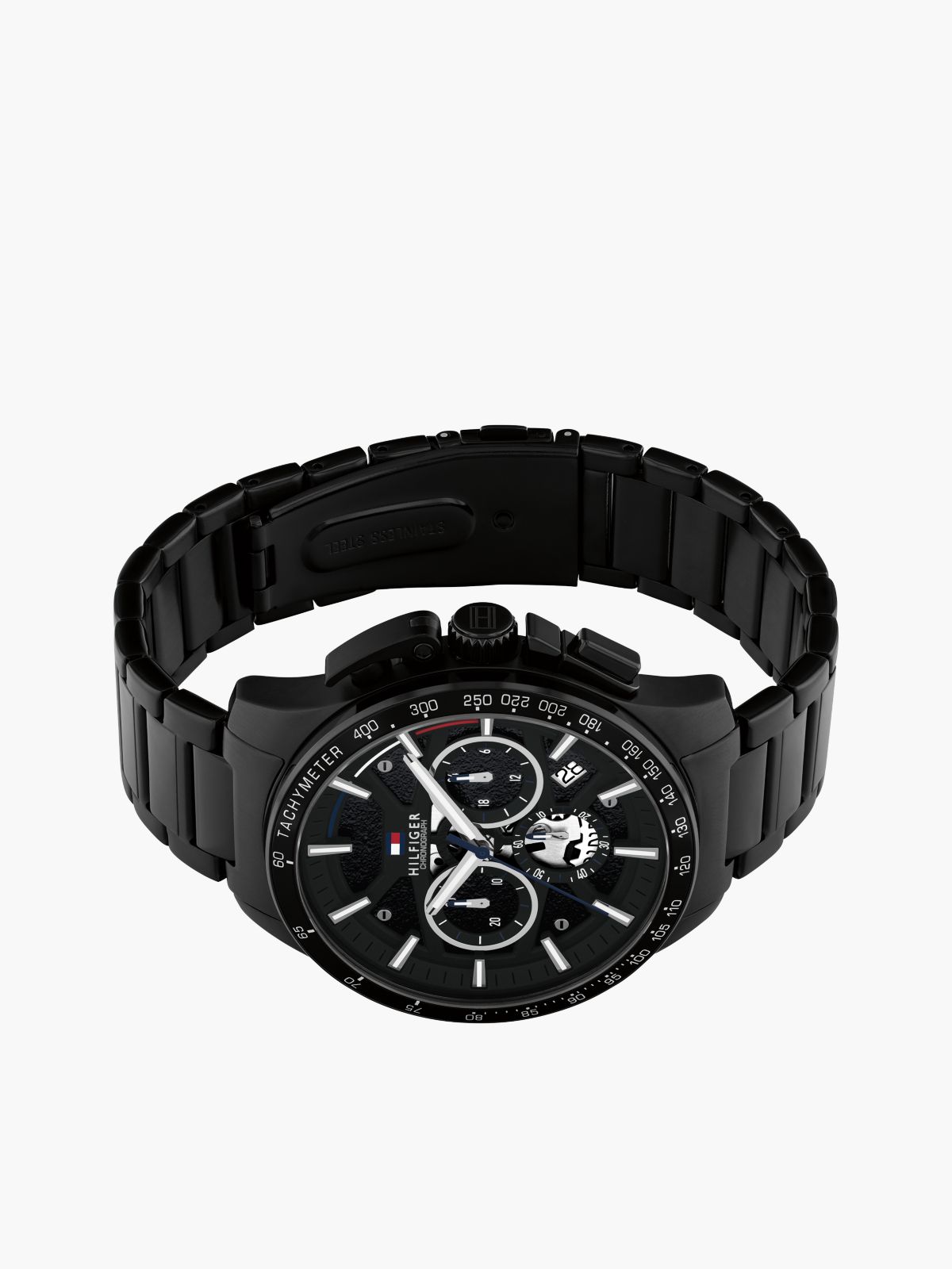 Black Ionic-Plated Stainless Steel Chronograph Watch — Black