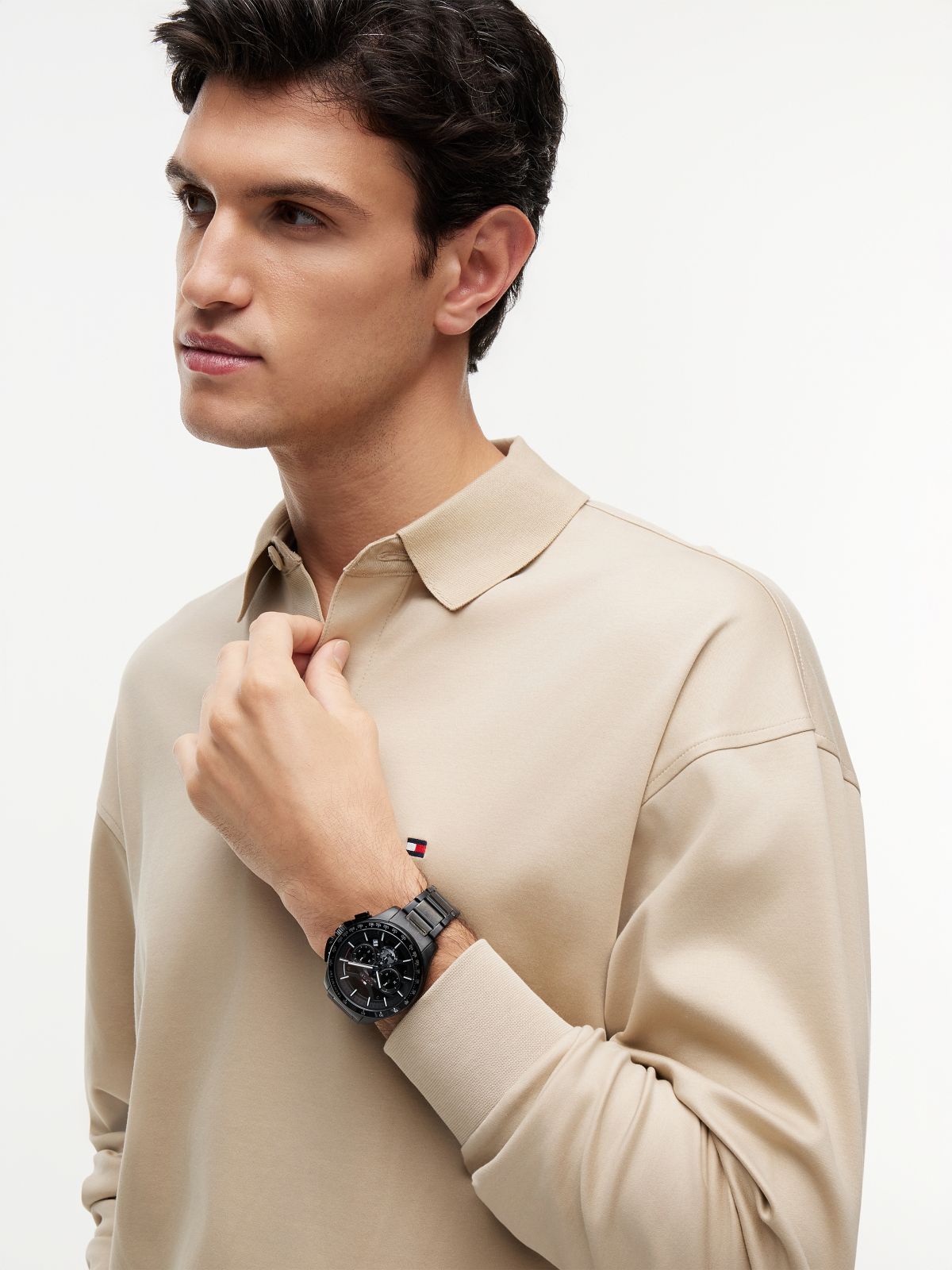 Black Ionic-Plated Stainless Steel Chronograph Watch — Black