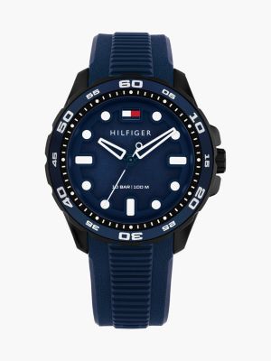 blue blue silicone strap watch for men tommy hilfiger
