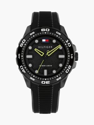black black silicone strap watch for men tommy hilfiger