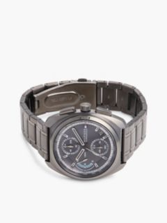 Navy Dial Brown Leather Strap Watch — Brown 3