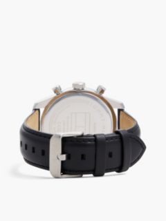 Black Leather Strap Chronograph Watch — Black 2