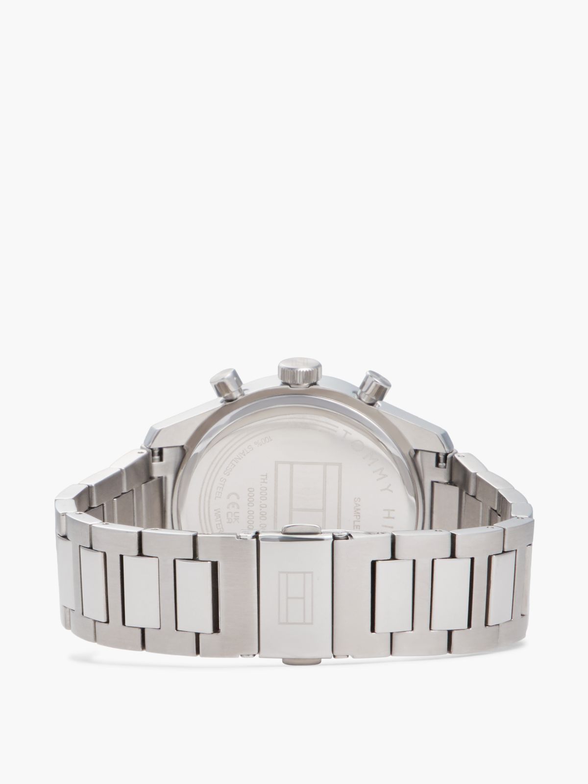 Navy Dial Stainless Steel Chronograph Watch — Silver