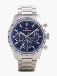 Navy Dial Stainless Steel Chronograph Watch — Silver 1