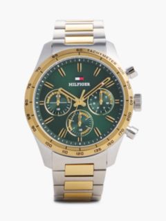 Green Dial Gold-Plated Two-Tone Chronograph Watch — Multi 1