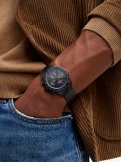 Black Ionic Plated Stainless Steel Chronograph Watch — Black 4