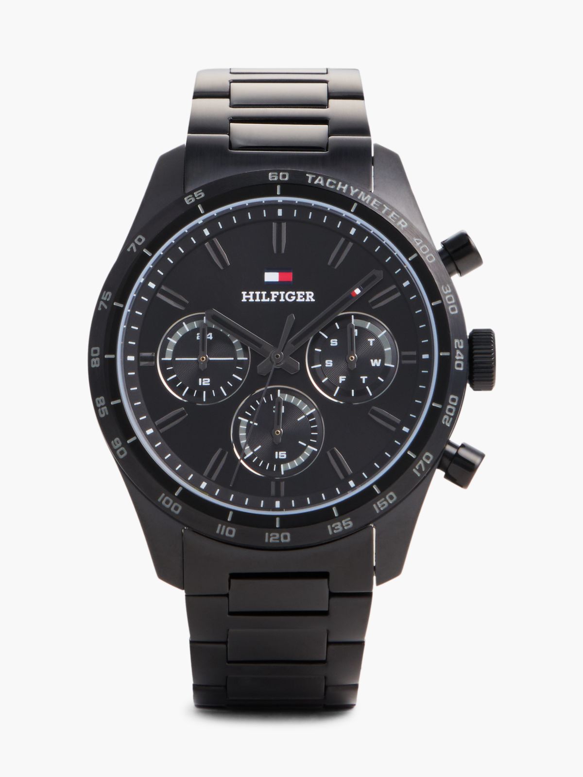 Black Ionic Plated Stainless Steel Chronograph Watch — Black