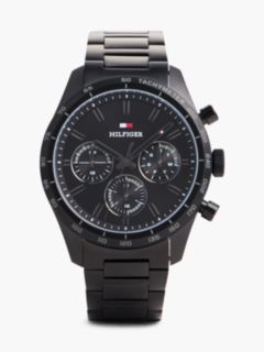 Black Ionic Plated Stainless Steel Chronograph Watch — Black 1