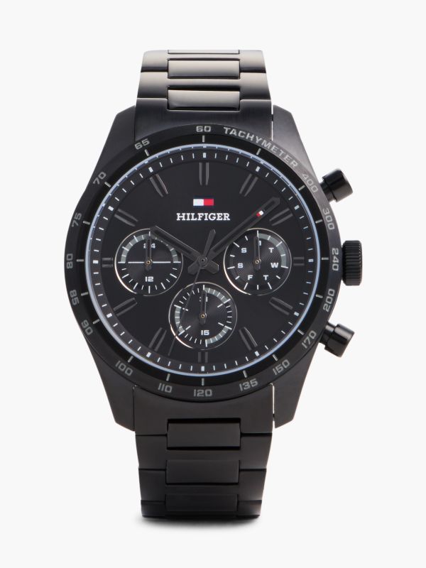 Black Ionic Plated Stainless Steel Chronograph Watch — Black