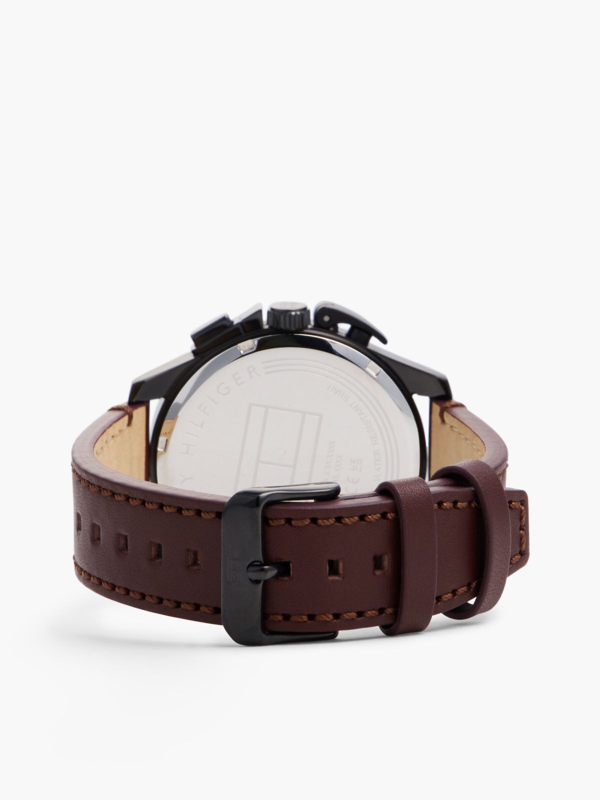 Black Dial Brown Leather Strap Watch — Brown