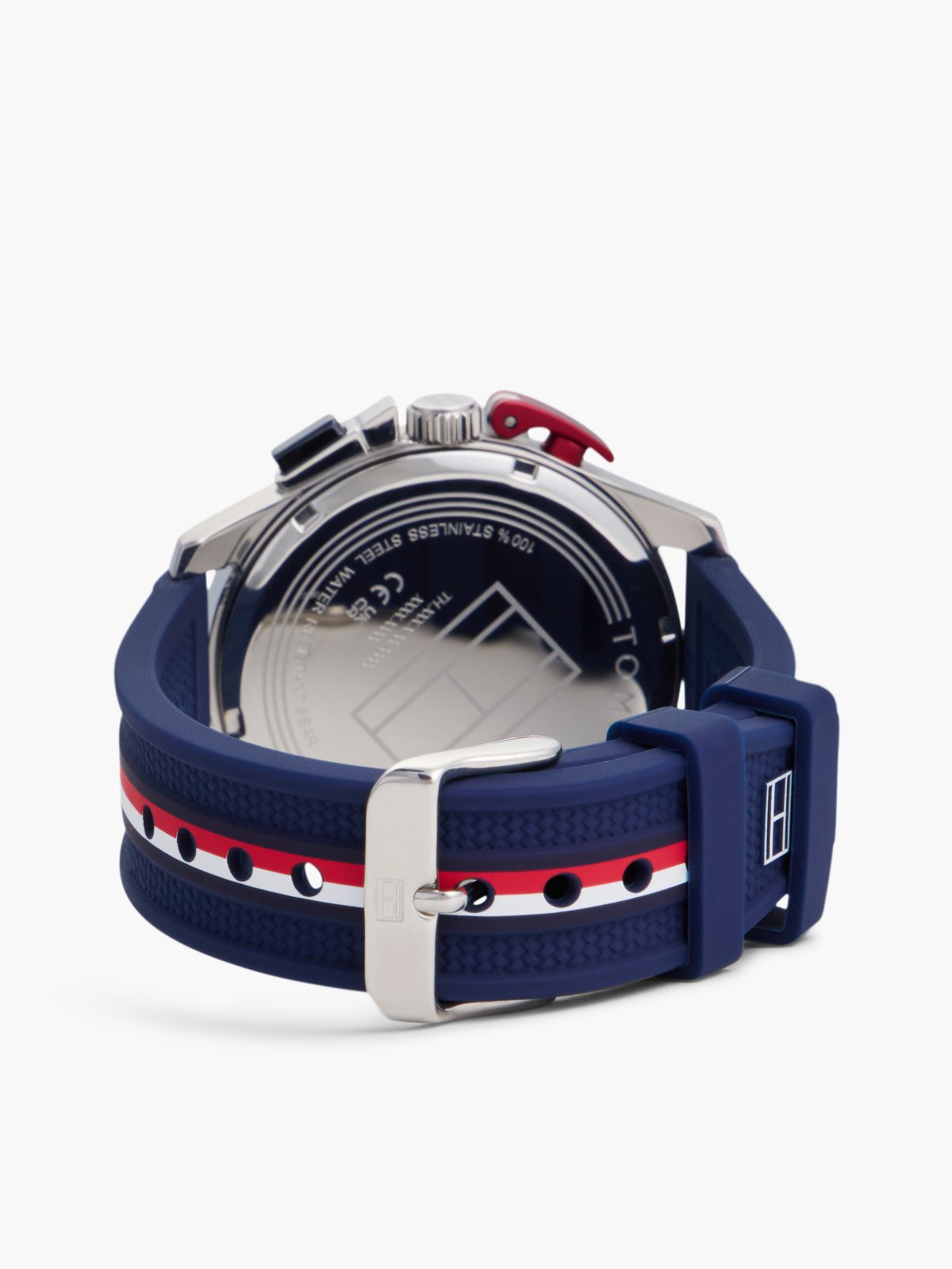 Global Stripe Silicone Strap Chronograph Watch — Blue
