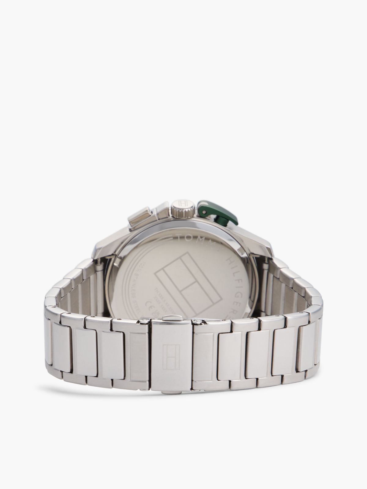Green Dial Stainless Steel Chronograph Watch — Silver
