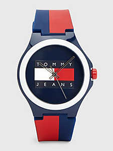 Mens Accessories Watches Blue for Men Tommy Hilfiger Qtz Multifunction Stainless Steel And Leather Strap Casual Watch in Navy 