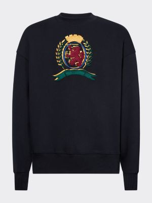 tommy jeans crest collection navy crew neck sweatshirt