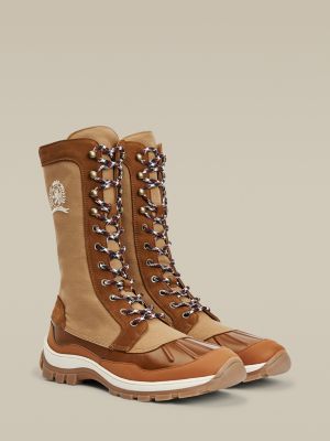 embroidered lace up boots