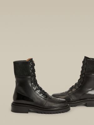 Crest Leather Combat Boots | BLACK 