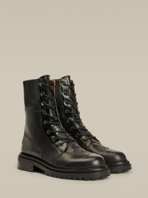 Crest Leather Combat Boots | BLACK 