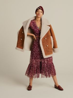 Bandana Print Shearling Coat BROWN Tommy Hilfiger