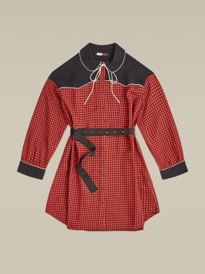 Kariertes Western Hemdkleid Rot Tommy Hilfiger