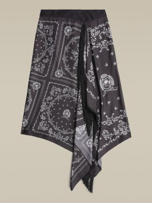 Pure Silk Bandana Print Midi Skirt BLACK Tommy Hilfiger
